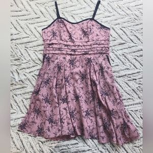 Unique Vintage Lilac and Navy Floral Print Dress